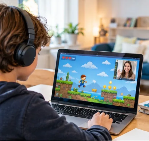 Jugendliche programmieren an Laptops